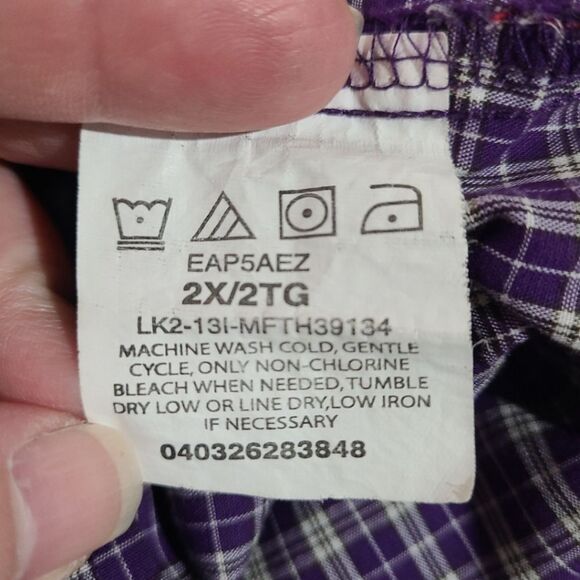 Riders Lee Womans 2X Purple Plaid Button Up Short - Picture 5 of 6